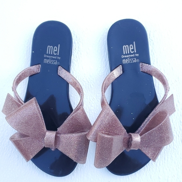 Melissa Girls Harmonic Sweet VII Black Bow Slip On Flip Flop Sandals Size 11 - Picture 6 of 7